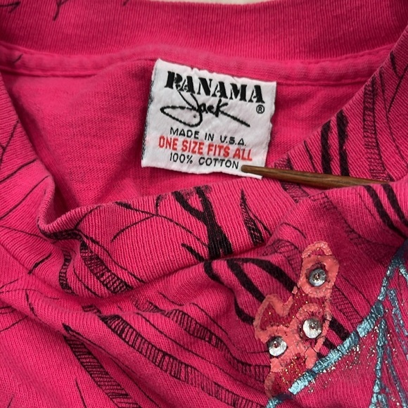 Vintage‎ Panama Jack Custom Painted Ocean Tee – Hot Pink, One of a Kind - Picture 4 of 6